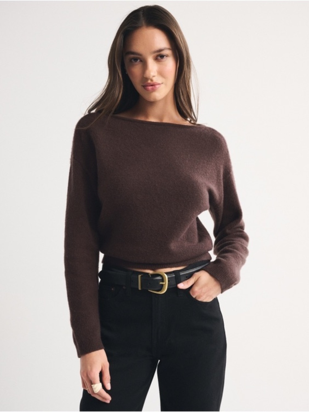 Abercrombie Merino Wool Sweater in Dark Brown